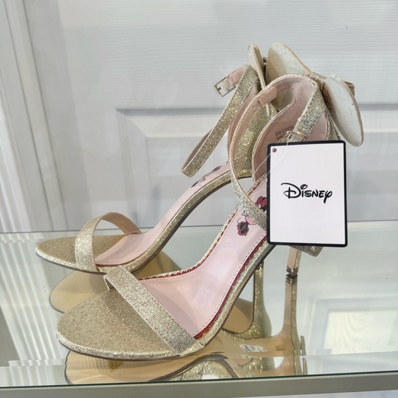 NWT VIRAL PRIMARK X DISNEY Minnie Mouse Glitter Bow Heels Sz 9 - Picture 4 of 5